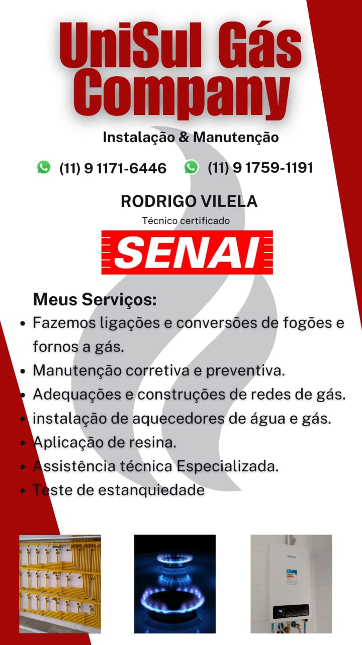 Rodrigo Vilela Instalação & Manutenção Tecnico certificado SENAI